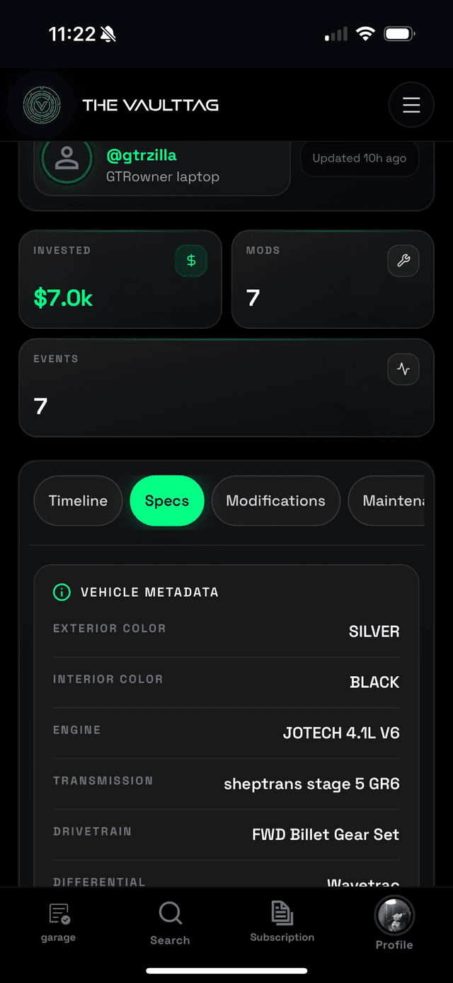 Vehicle Specs